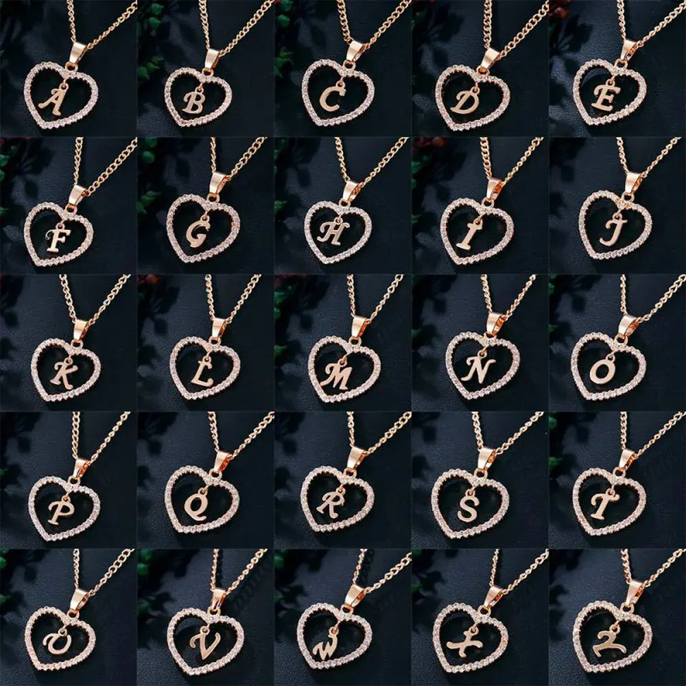 Drune | Buchstaben Zirkon Liebe Kette Schmuck Anhänger