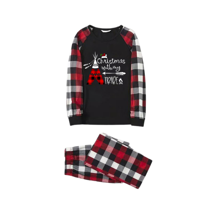 Drune | "Weihnachten Mit Meinem Stamm" Muster Ⅱ - Rot&Schwarz&Weiß Karierte Passende Pyjamas