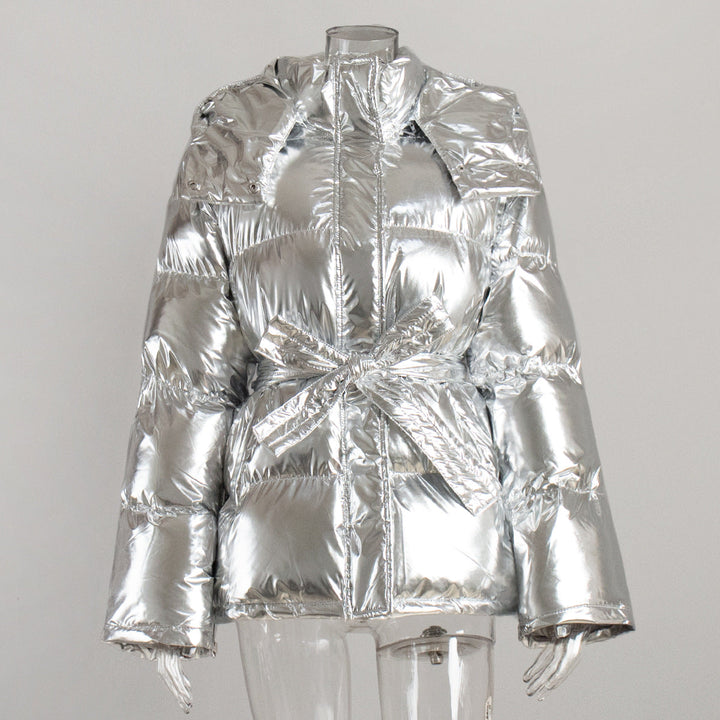 Drune | Cooler Glänzender Kapuzen Pufferjacke