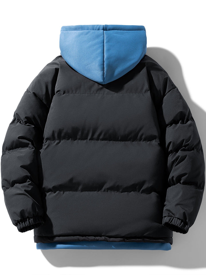Drune |  Baumwoll Kapuzen Gefälschte Doppel Gepolsterte Winterjacke Für Herren - Perfekt für Alltagskleidung