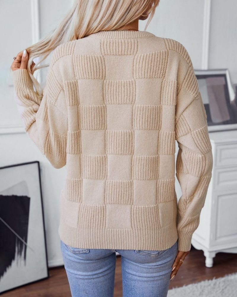 Drune | Grober Strickpullover mit Karomuster