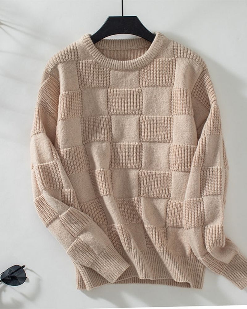 Drune | Grober Strickpullover mit Karomuster