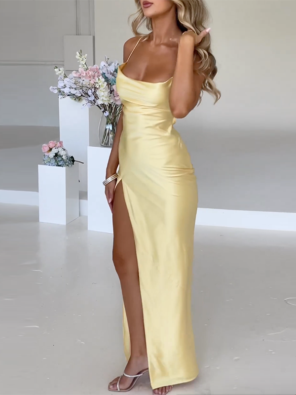 Drune | Elegantes Maxikleid Mit Seitenschlitz Für Damen