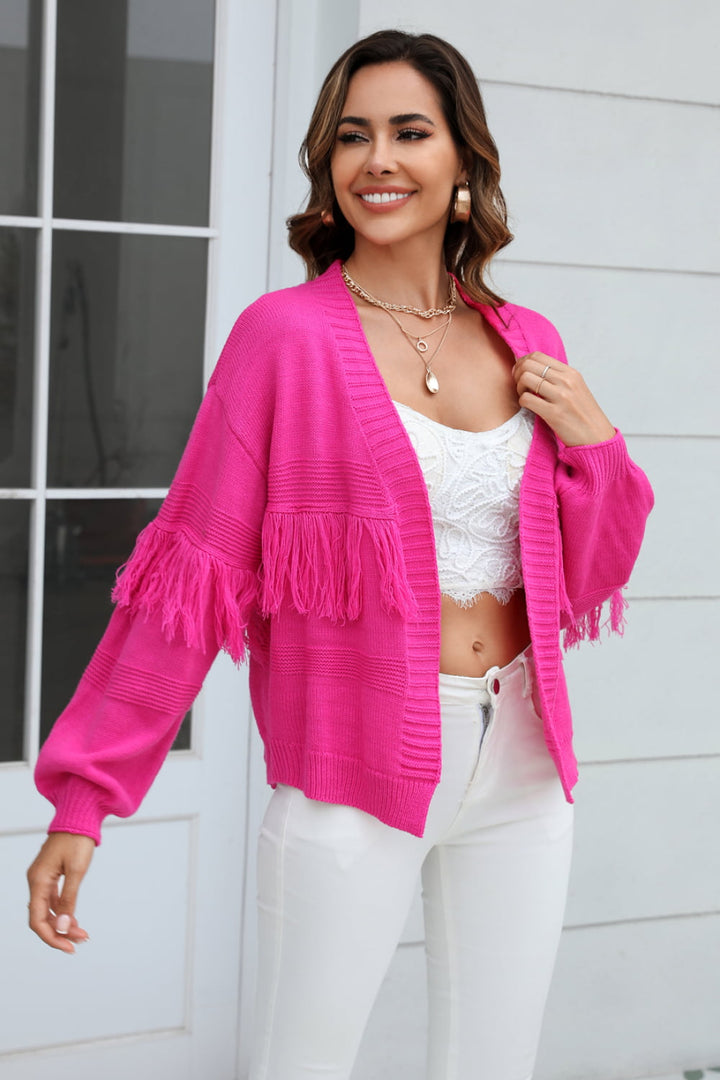 Drune | Fransenbesatz Offene Vorder-Cardigan