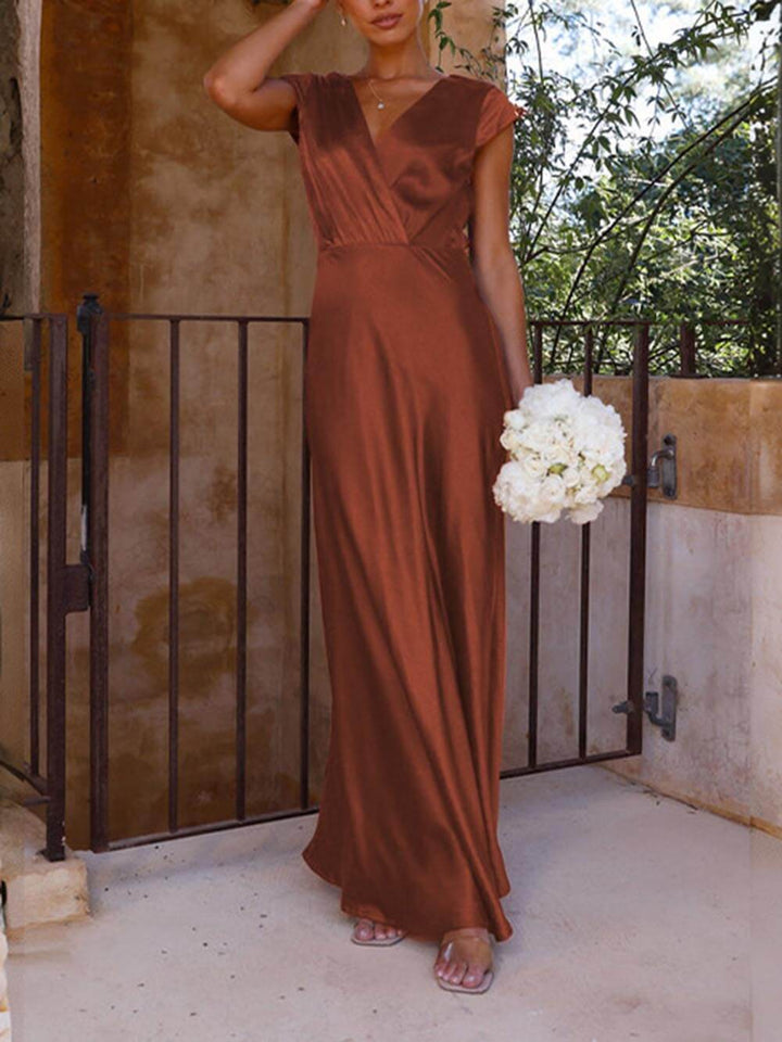 Drune | Satin-Fishtail-Maxikleid mit V-Ausschnitt für Damen