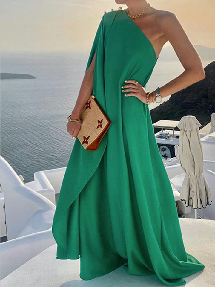 Drune | Drapiertes Maxikleid mit einem Schulter für Damen