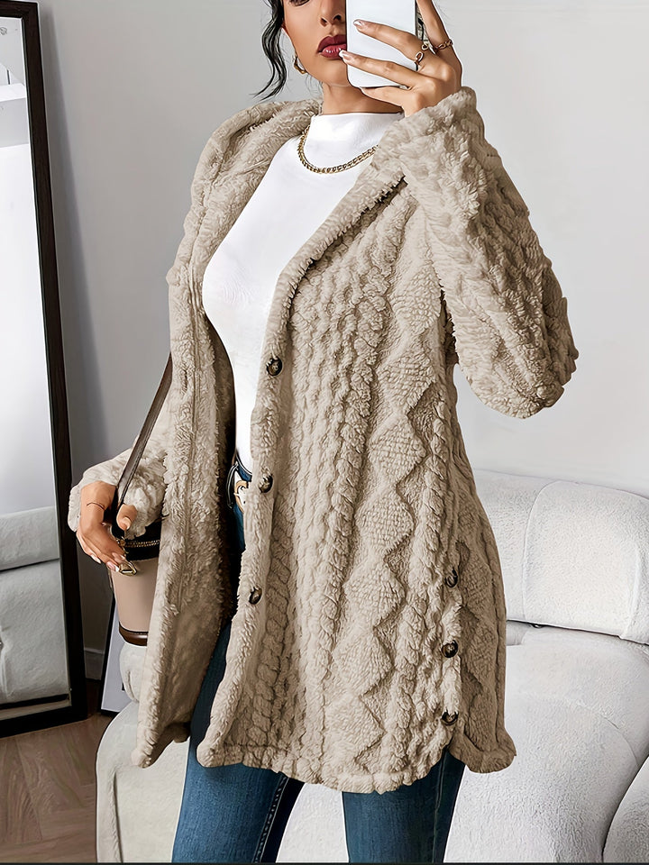 Drune | Lange Jacke mit Kapuze und Knöpfen