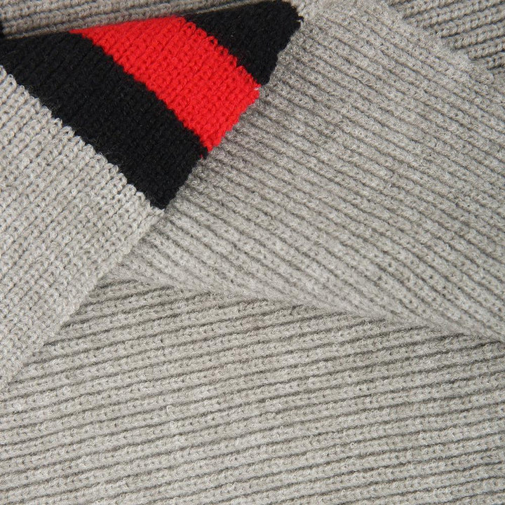 Drune | Grauer Dolman Pullover mit Roten Streifen
