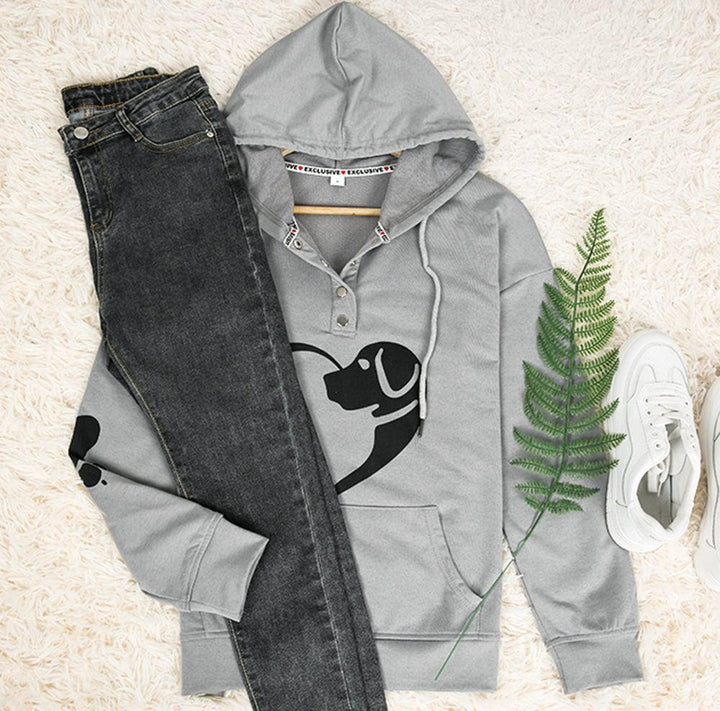 Drune | Taschenloses Graues Sweatshirt mit Tierprint