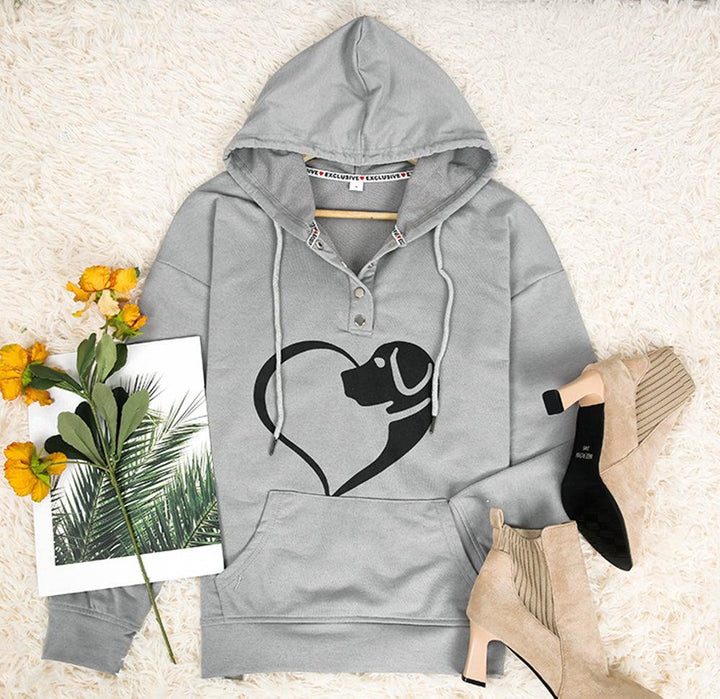 Drune | Taschenloses Graues Sweatshirt mit Tierprint