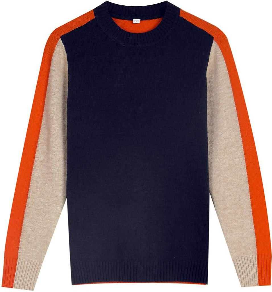 Drune | Damenpullover mit Retro-Streifen in Marine und Orange