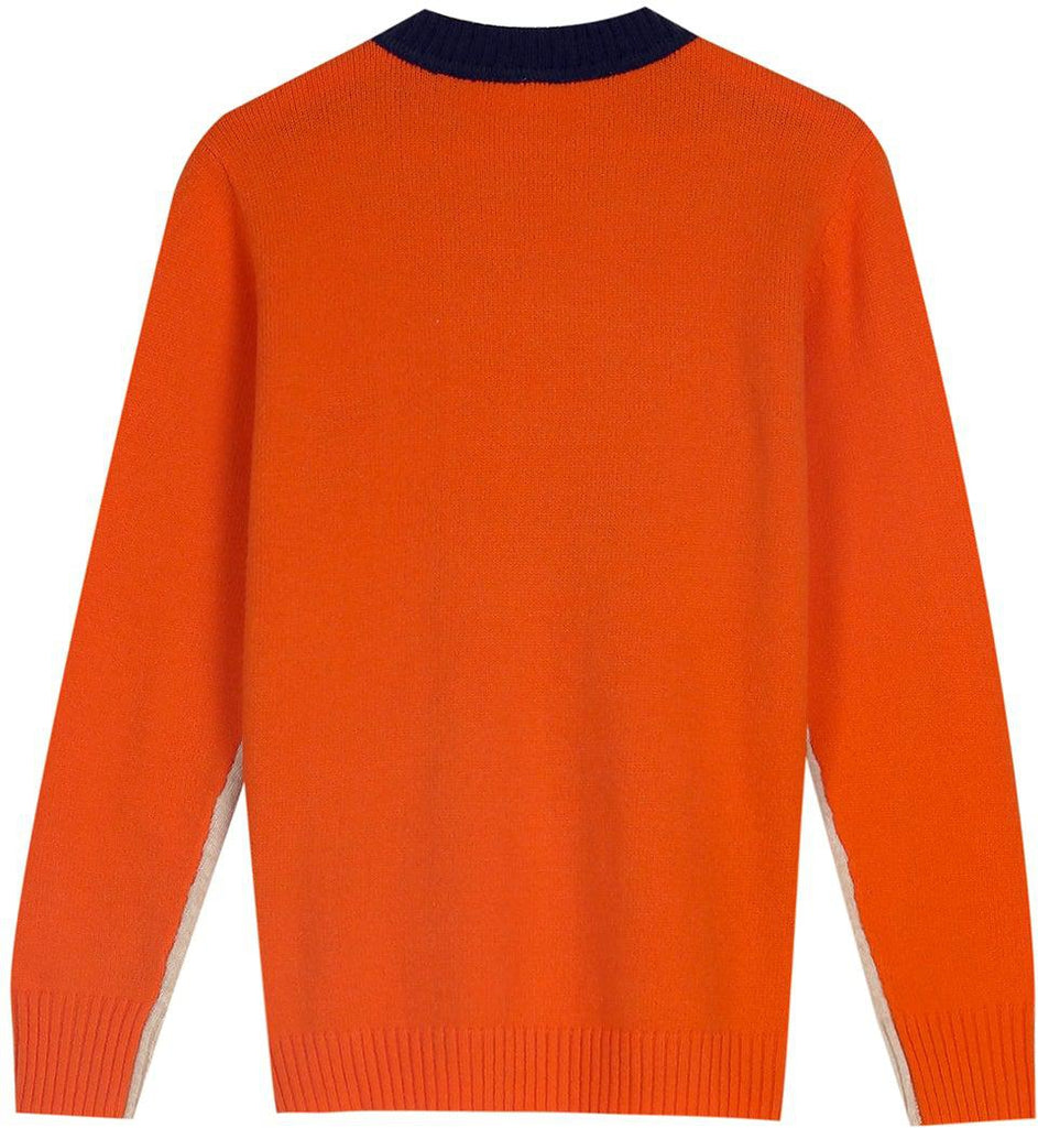 Drune | Damenpullover mit Retro-Streifen in Marine und Orange