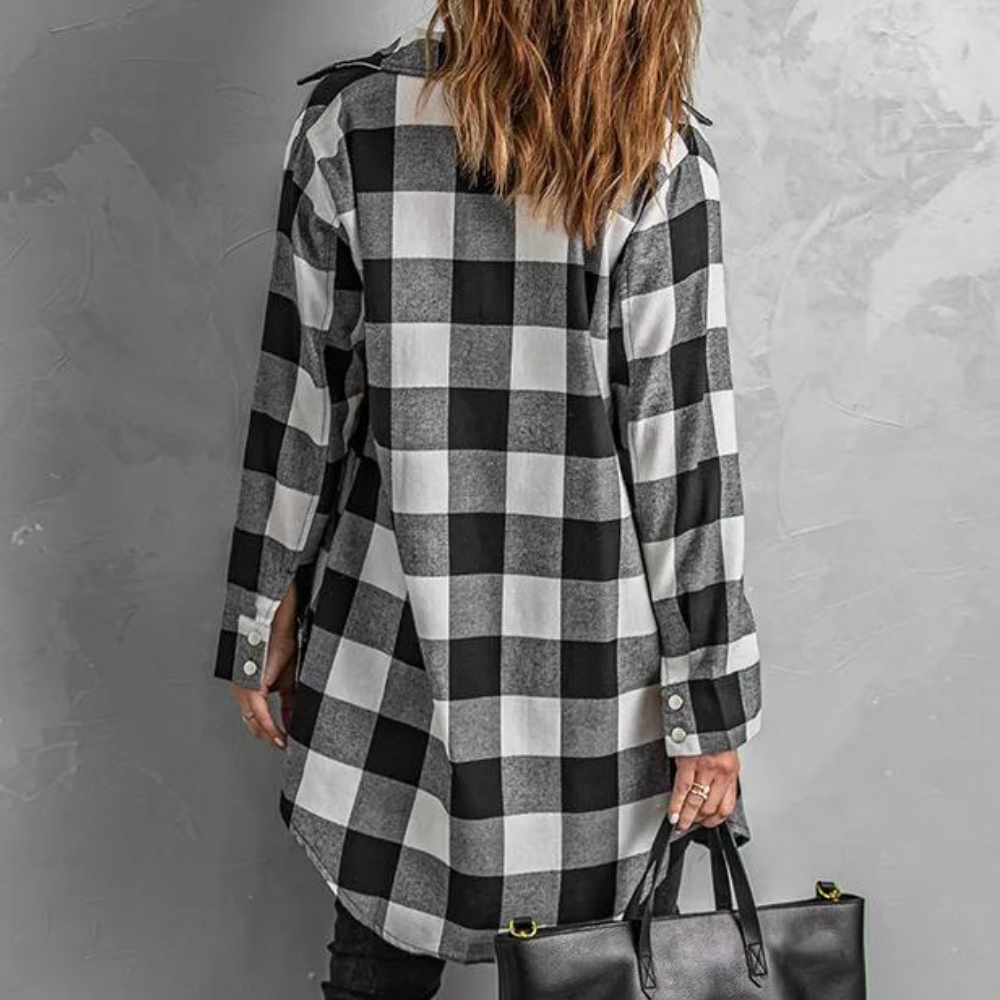 Drune | Kariertes Herbstjacke in Midilänge für Damen