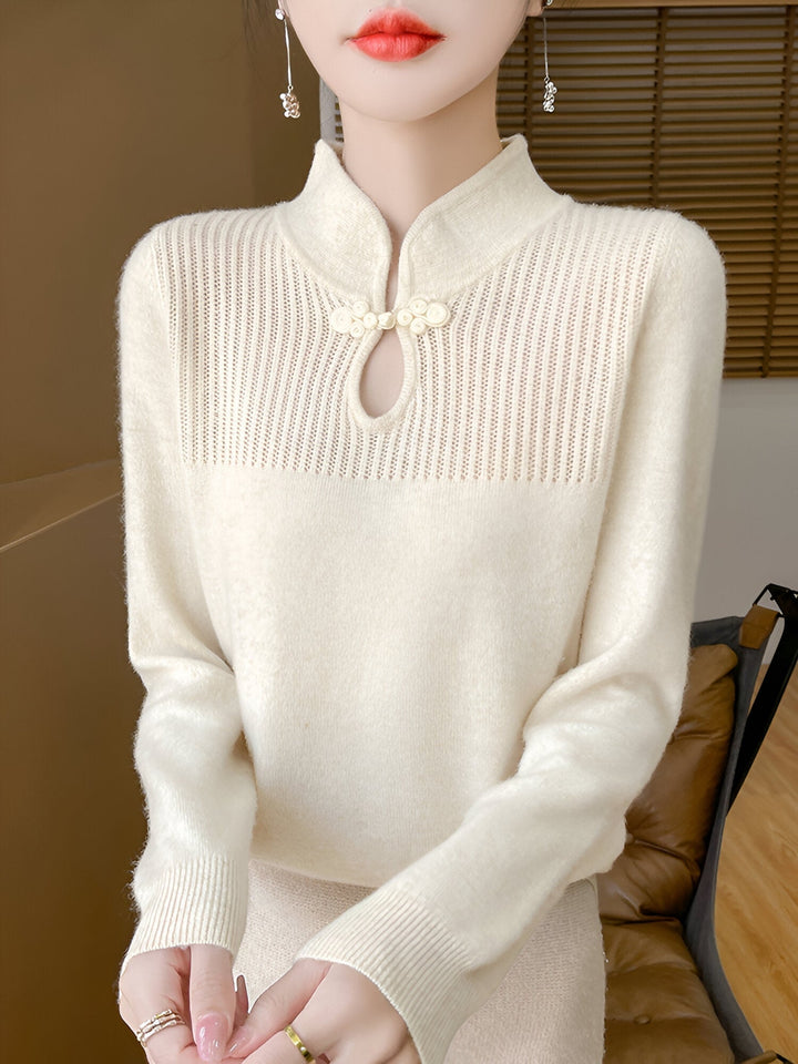 Drune | Eleganter Merino-Wollpullover im chinesischen Stil