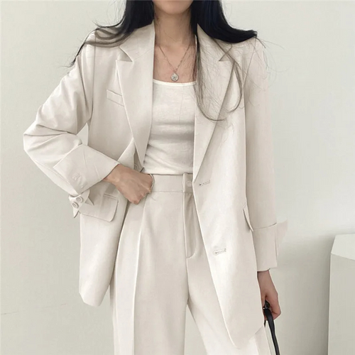 Drune | Langer Damenblazer mit Breitem Revers und Relaxter Passform