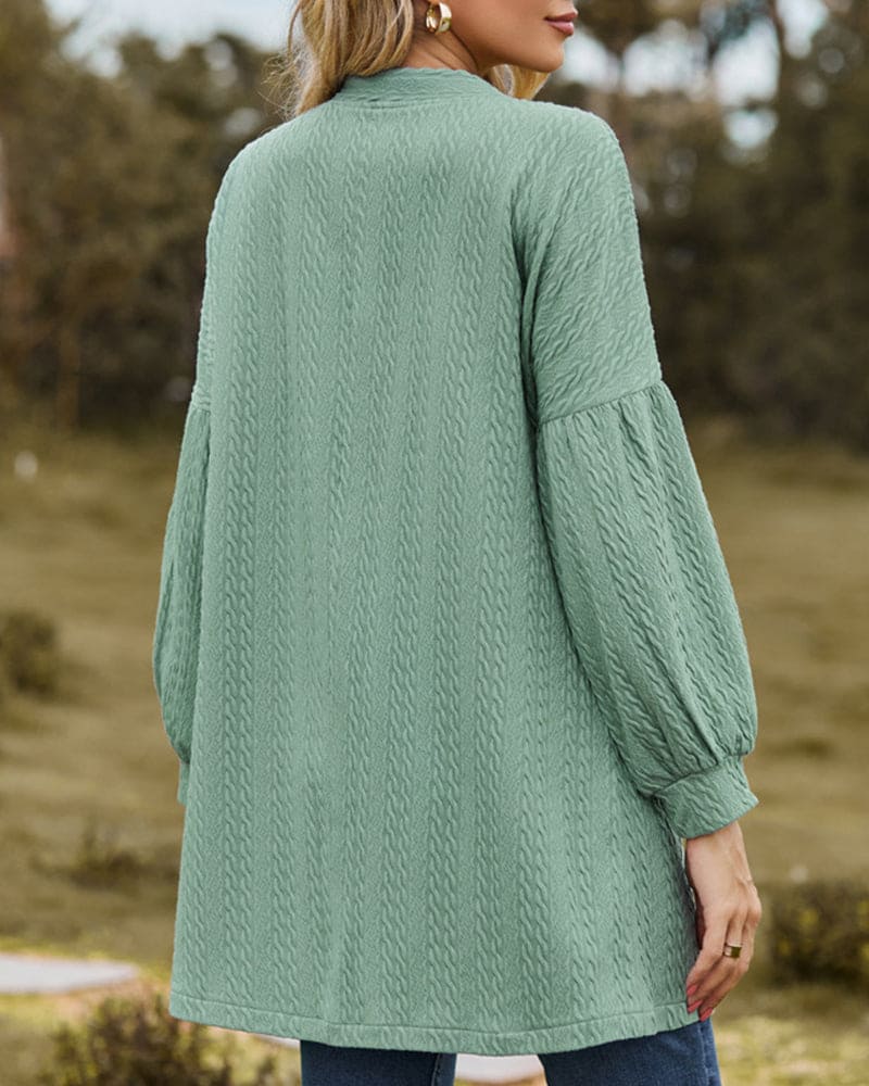 Drune | stilvoller strukturierter Cardigan mit Laternenärmeln