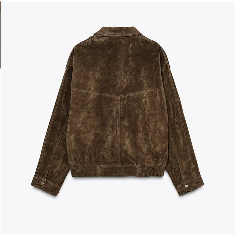 Drune | Wildlederlook Jacke mit Reißverschluss und Reverskragen