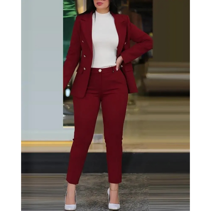 Drune | Doppelknopf Blazer & Hosen Satz Mit Taschen Für Frauen