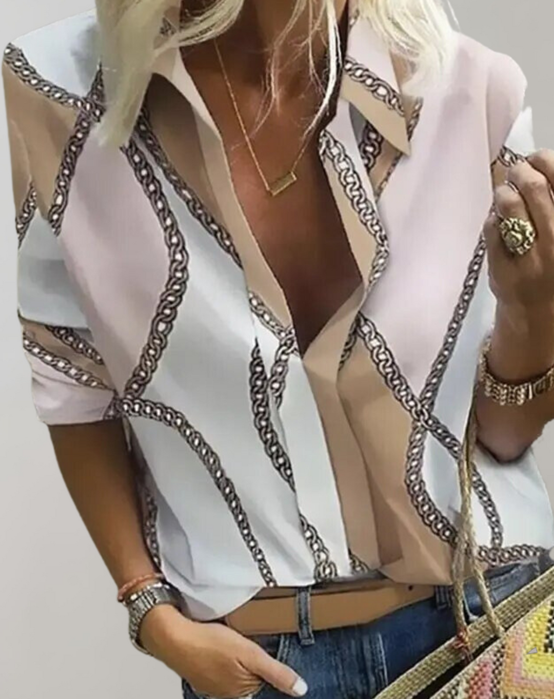 Drune | Seidenbluse mit Kettenmuster für Damen