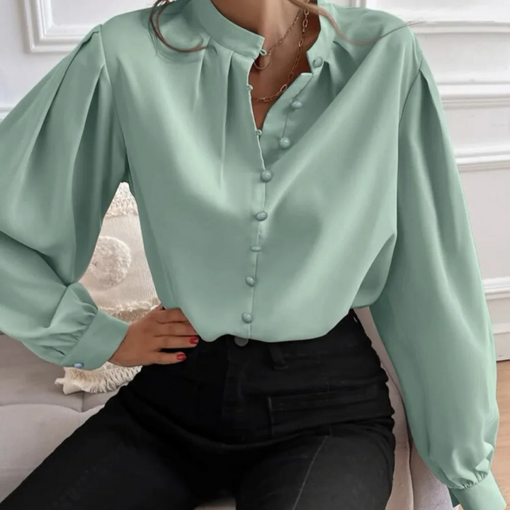 Drune | Weiße Elegante Damenbluse mit Blumenmuster und Kragen
