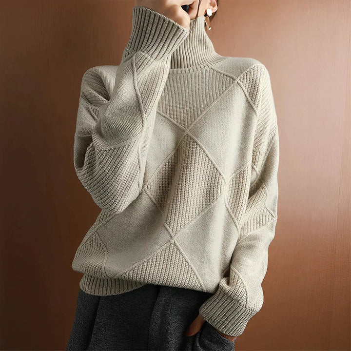 Drune | Pullover Sweatshirt - Wollmischung - Oversized Fit - Hoher Halsausschnitt Rippstrick