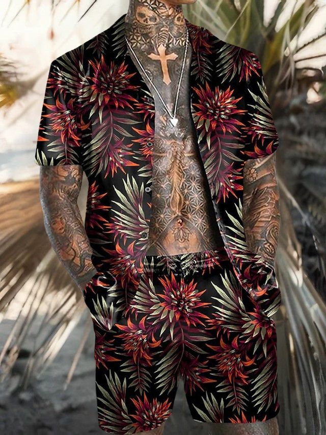 Drune | Herren Sommer Satz Hawaiian Shirt Und Kurze Hose Für Männer