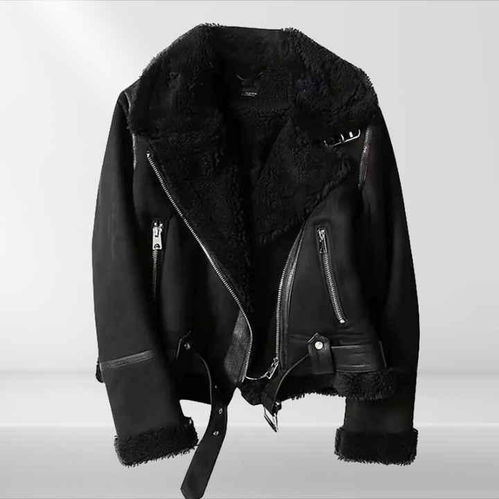 Drune | Damen Fleece Sherpa Bomberjacke mit Reißverschluss