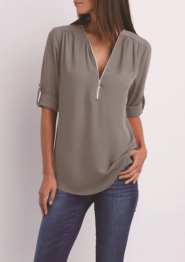 Drune | Chiffonbluse mit Reißverschluss
