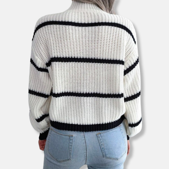 Drune | Strickpullover - Weicher gerippter Rollkragen - Lockere Passform - Klassische Streifen