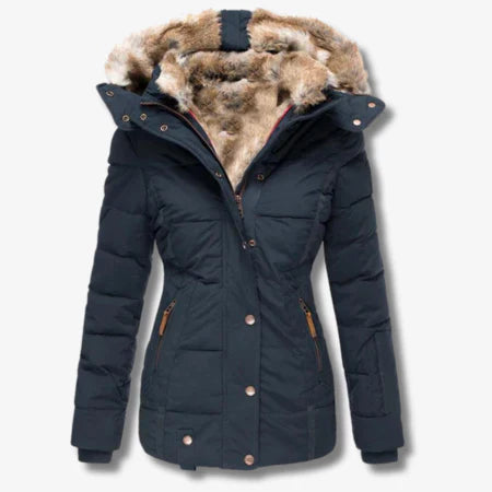 Drune | Pufferjacke Taillierte Passform Gepolstert Kapuze mit Kunstpelz