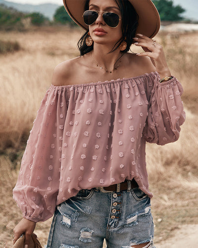 Drune | Off Shoulder Laterne Langärmeliges Rüschentop