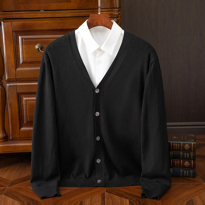 Drune | Herren Strickjacke Mit Knöpfen, Leichter Stoff, Klassischer V-ausschnitt