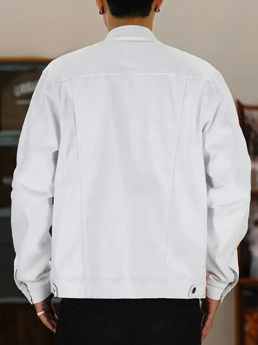Drune | Denimjacke Stehkragen Regular Fit Knopfleiste Zeitlos Und Vielseitig