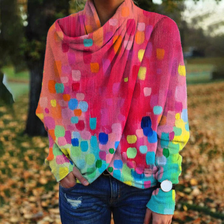 Drune | Buntes Langärmeliges Boho Top mit Schal