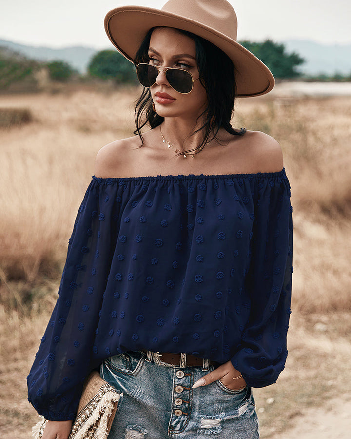 Drune | Off Shoulder Laterne Langärmeliges Rüschentop