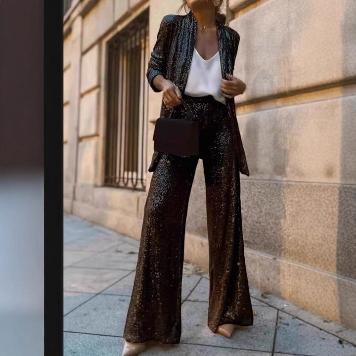 Drune | Trendiges Design - High-Waist-Paillettenanzug