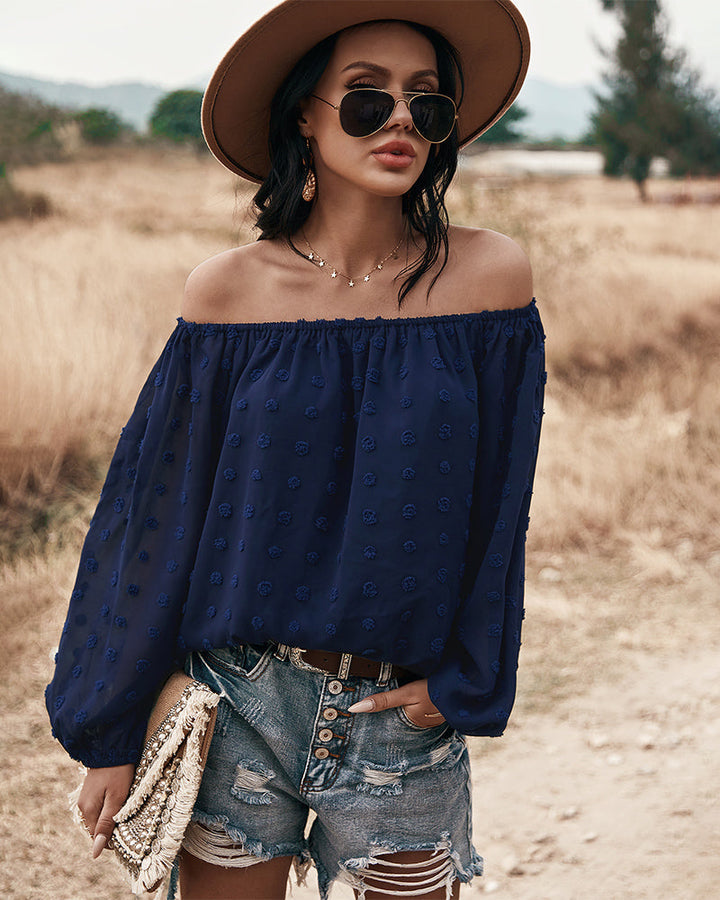 Drune | Off Shoulder Laterne Langärmeliges Rüschentop
