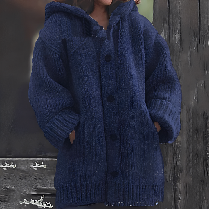 Drune | Bequemer Strickcardigan mit Kapuze für Frauen