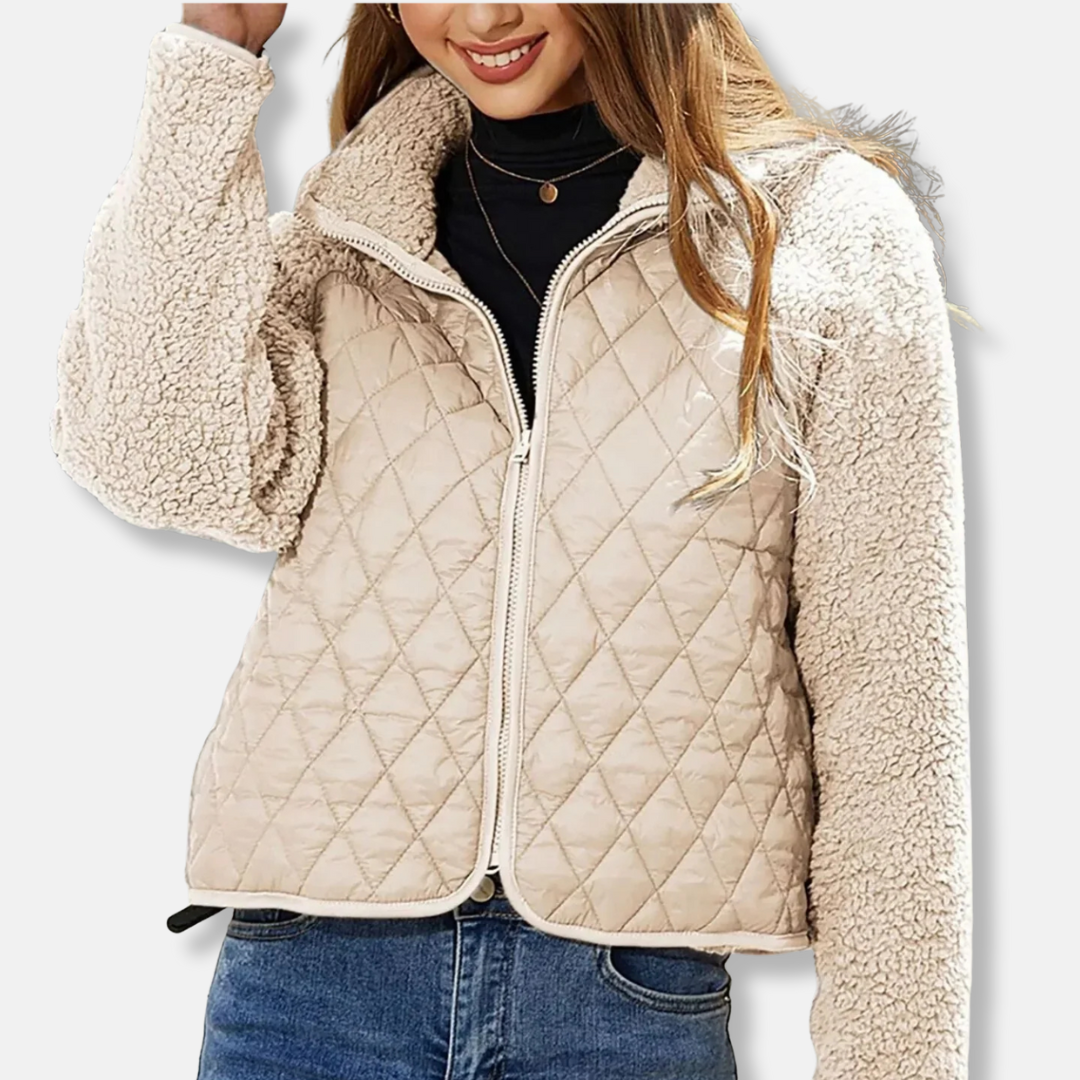 Drune | Gepolsterte Jacke Sherpa Ärmel Gekürzter Lässiger Schnitt Stehkragen