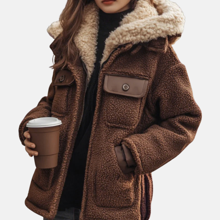 Drune | Fleece Relaxed Fit Mantel - Sherpa gefütterter Kapuzenreißverschlussmantel