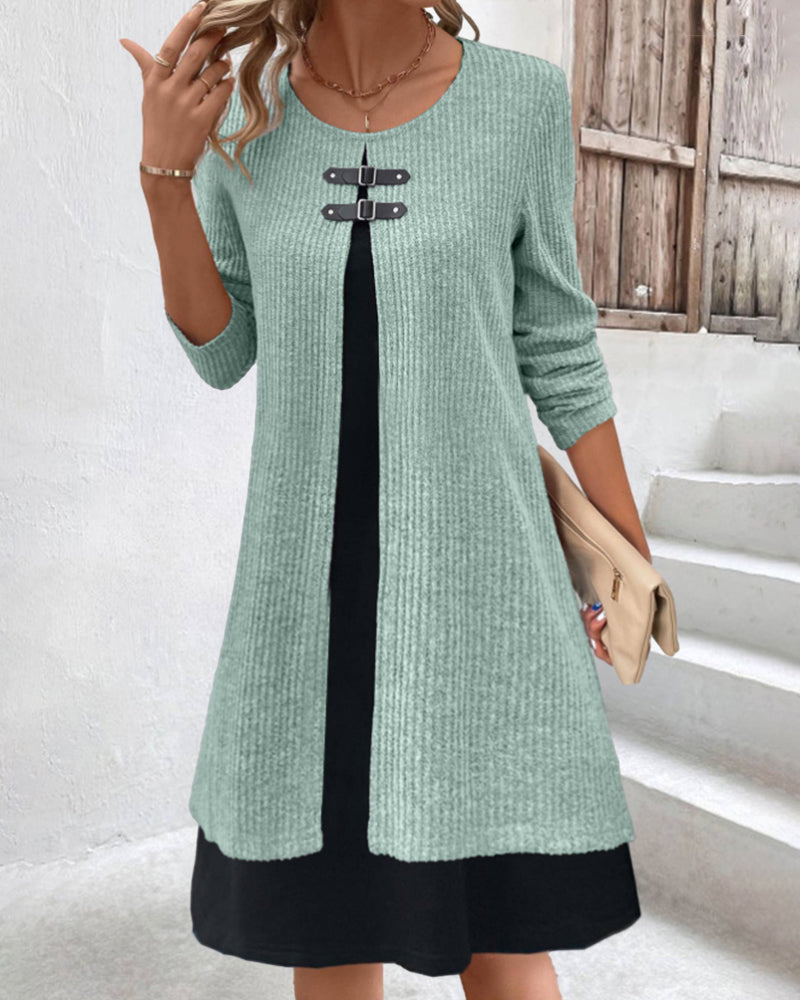 Drune | Rippenkleid mit Langen Ärmeln