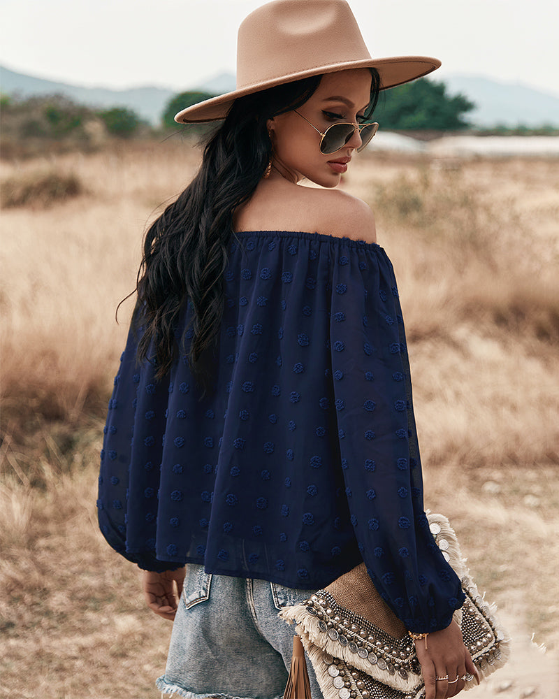 Drune | Off Shoulder Laterne Langärmeliges Rüschentop
