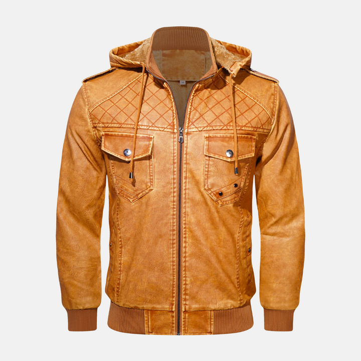 Drune | Lederjacke mit Kapuze