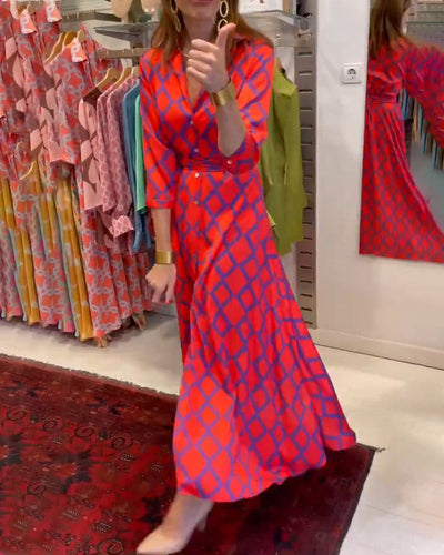Drune | Hemdkleid mit V-Ausschnitt und 3/4 Ärmeln