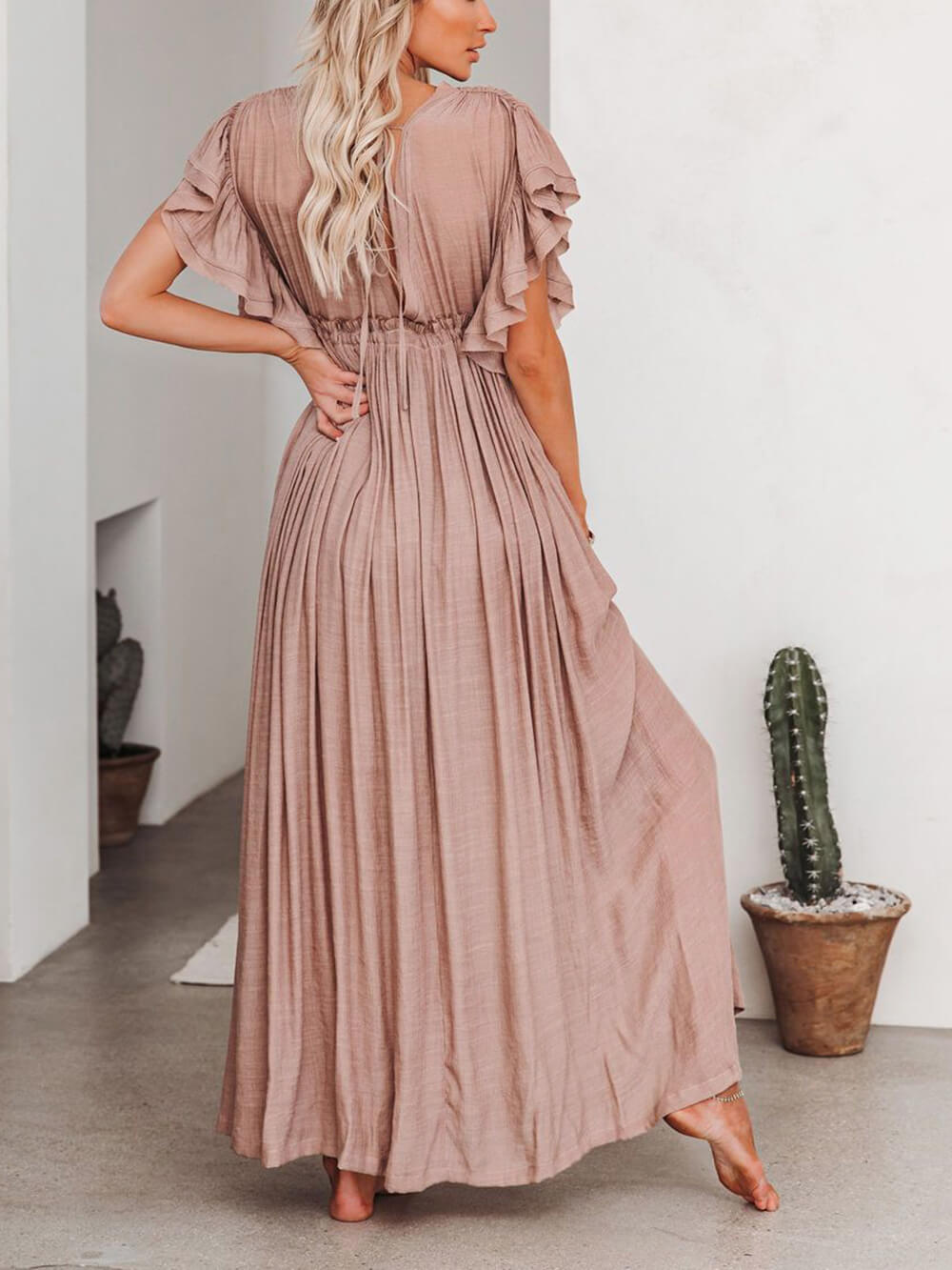 Drune | Stil Maxi Kleid mit Flatterärmeln für Frauen