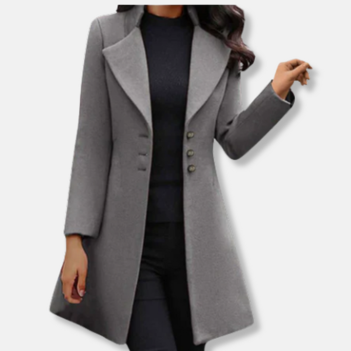 Drune | Wollmantel Slim Fit Midi Länge Doppelte Knöpfe Reverskragen