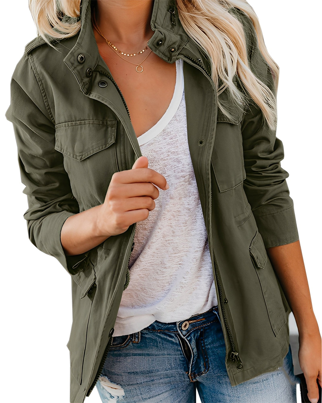 Drune | Bequeme Damenjeansjacke mit Zipper