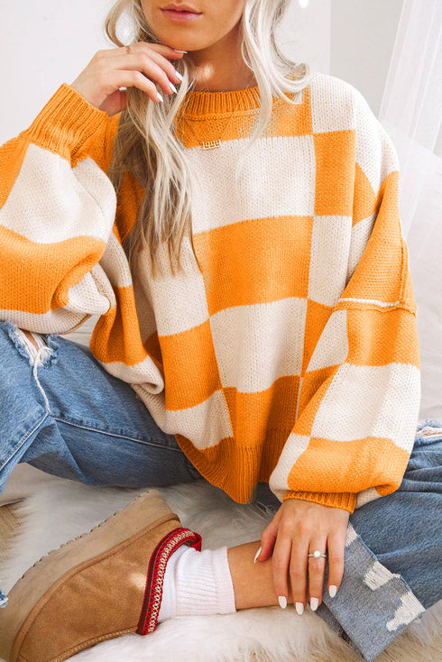 Drune | Karierte Rundhals Strickpullover Ideal für den Winter