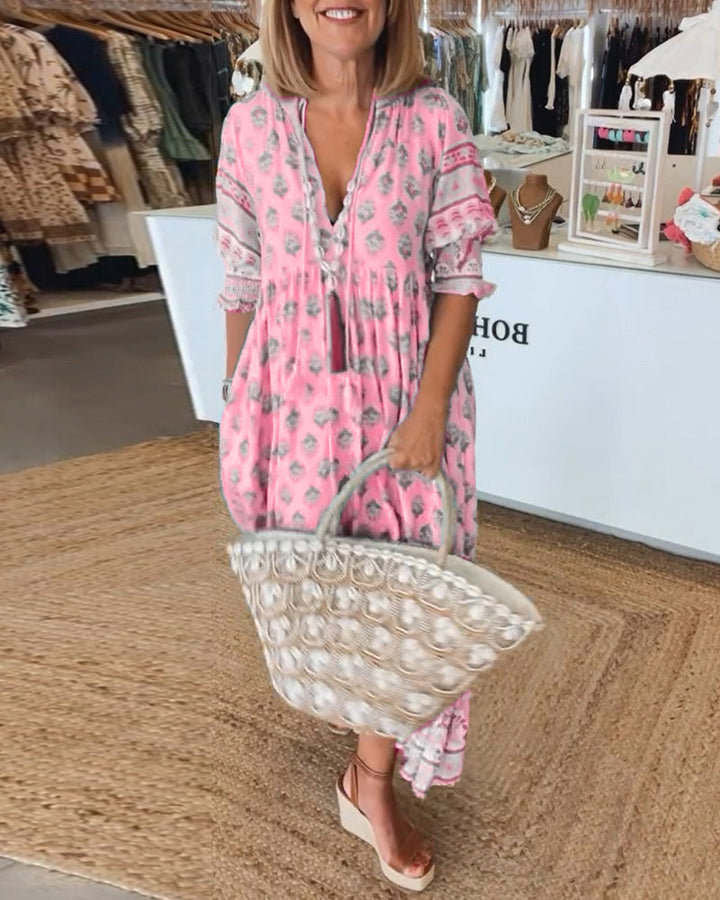 Drune | Bohemian Geschichtetes Maxi-Kleid für Damen
