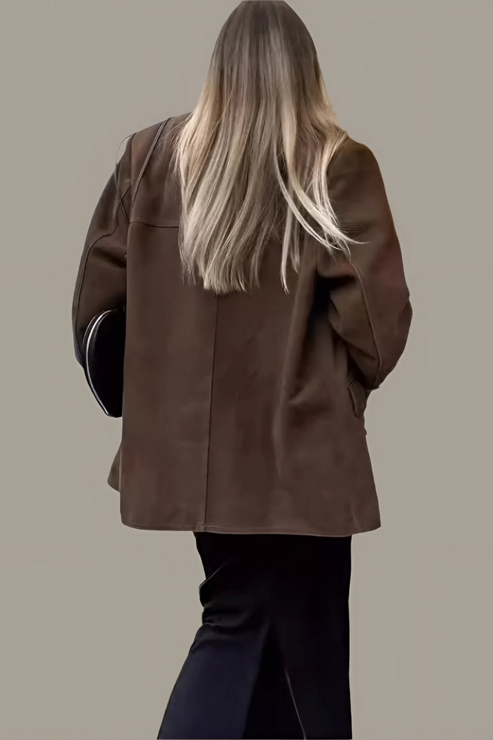 Drune | Damen Wildleder Blazer Klassisch & Lässig Braune Frauenjacke